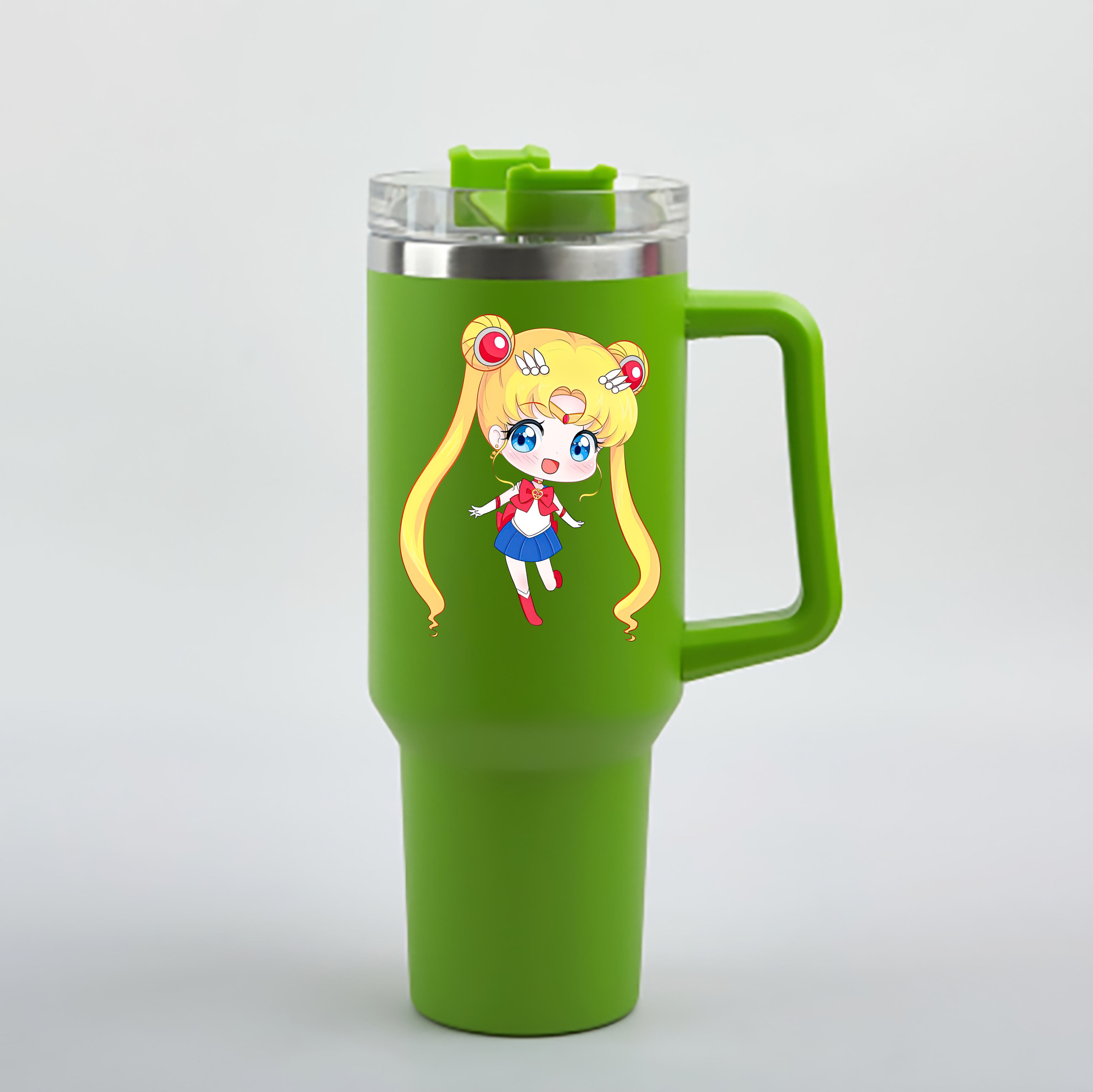 （画像用） 美少女戦士セーラームーン 月野 うさぎ つきの うさぎ Sailor Moon Tsukino Usagi 1200mL車用タンブラー - クリスタルステッカー（プラスチックストロー付き）